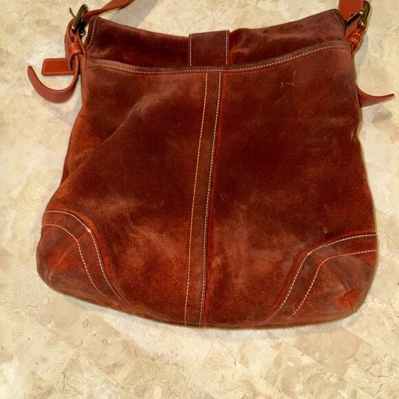Coach Rich Brown Suede Crossbody Bag - Picture 6 of 9